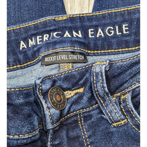 American Eagle Size 4 Regular Stretch Skinny Denim Blue Jeans Jeggings - Picture 4 of 13